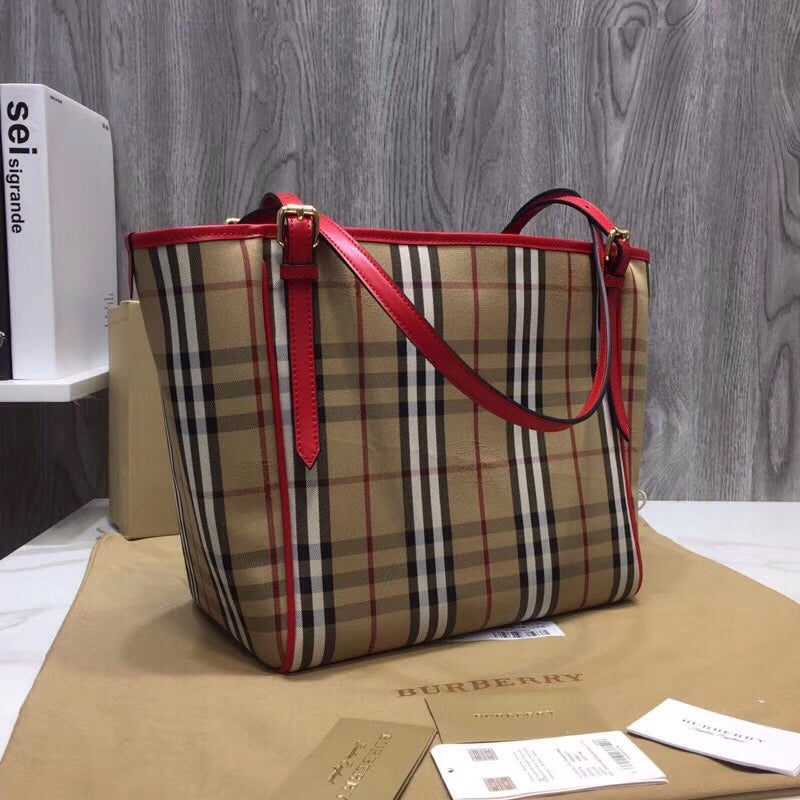 Top Quality The Small Canter Horseferry Check Tote Red For Women, Women’s Bags 11.6in/29.5cm