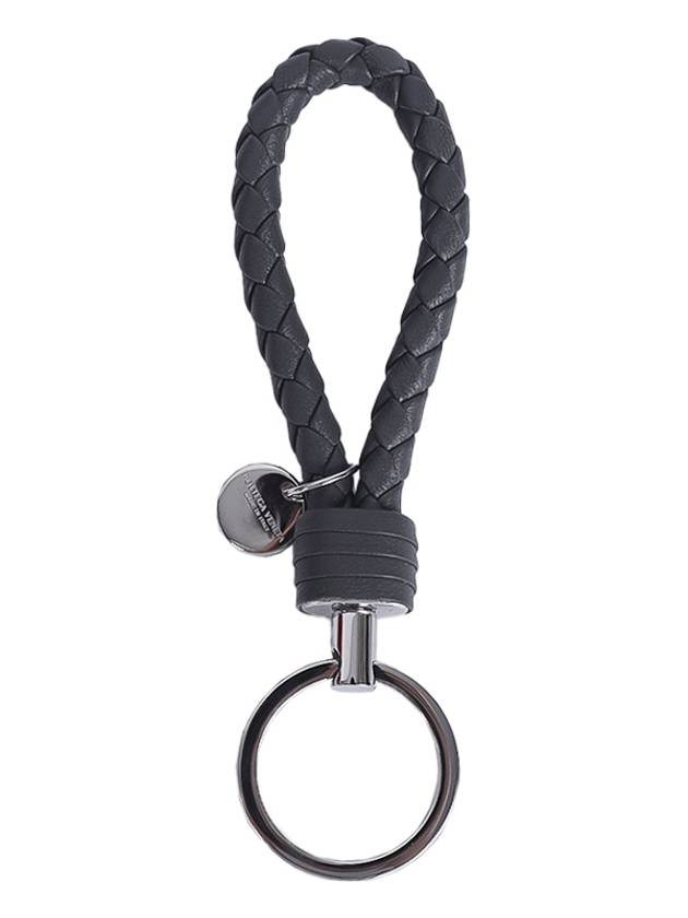 Luxury Bottega Veneta Intrecciato Leather Key Holder Grey