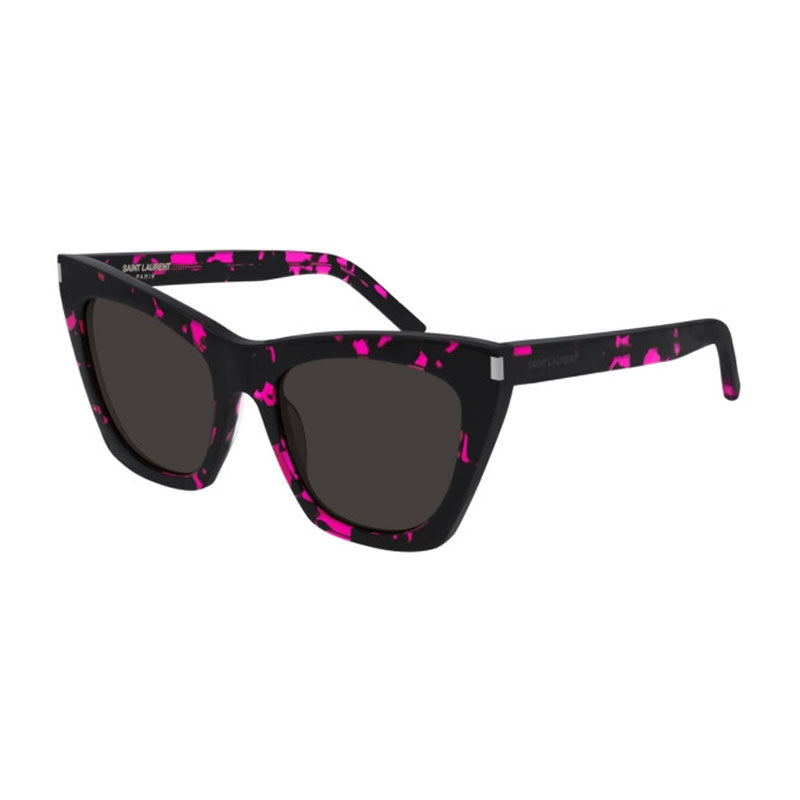 Saint Laurent Sunglasses Cat Eye Full Rim, Black with Pink Havana Frame and Black Lens SL214KATE009