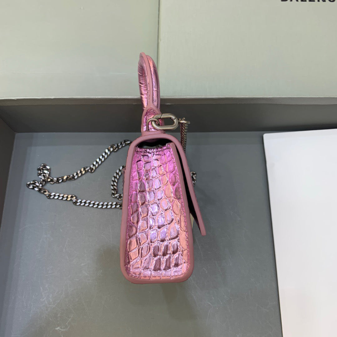 Top Quality Hourglass Mini Handbag With Chain In Light Pink, For Women,  Bags 4.7in/12cm