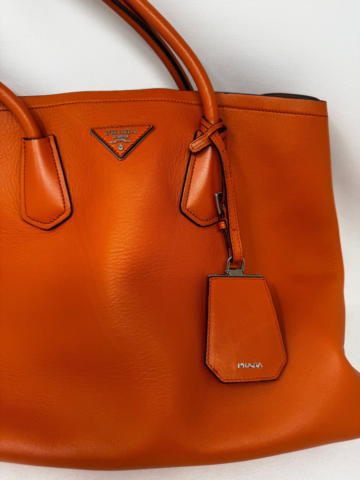 Prada City Calf Double Tote Bag - Orange Totes, Handbags B20-85