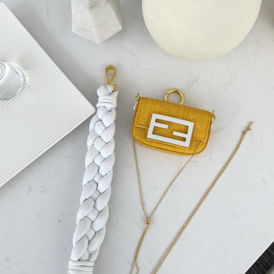 Top QualityTop Quality Nano Baguette Maxi Handle Yellow and White Bag For Woman 6.5cm/2.5in