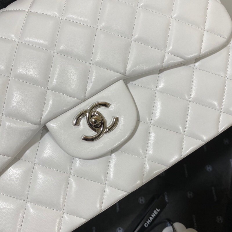 CHLLarge Classic Handbag Silver Hardware White For Women Handbags, Shoulder Bags 11.8in/30cm