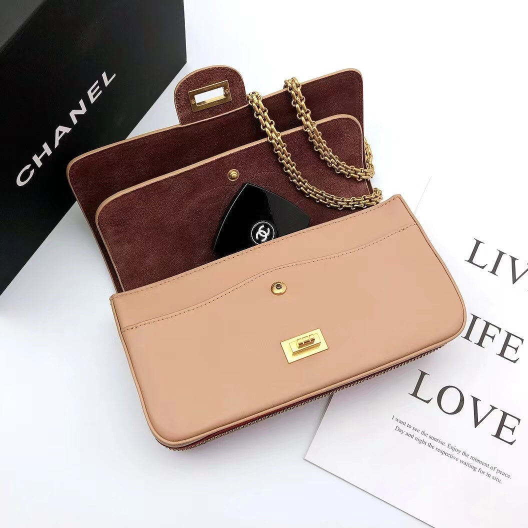 CHLMaroon Medallion Nude Reissue 2.55 Classic 225 Top Qualityap Beige Bag For Women 24cm/9.4in