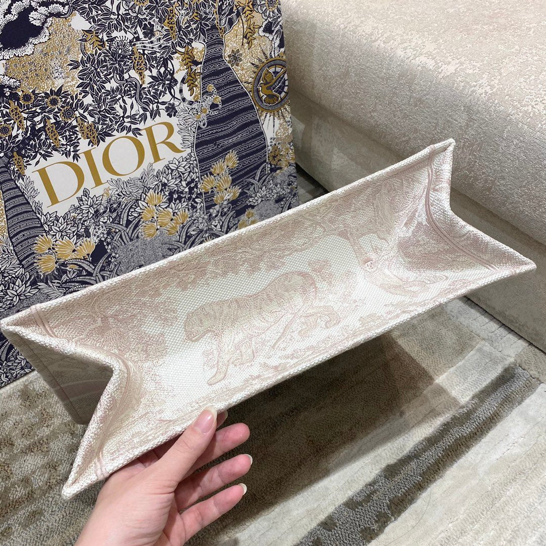 Top Quality Large Book Tote Pink Toile de Jouy Embroidery, Light Pink, For Women Womens Handbags, 42cm CD M1286ZTDT_M956