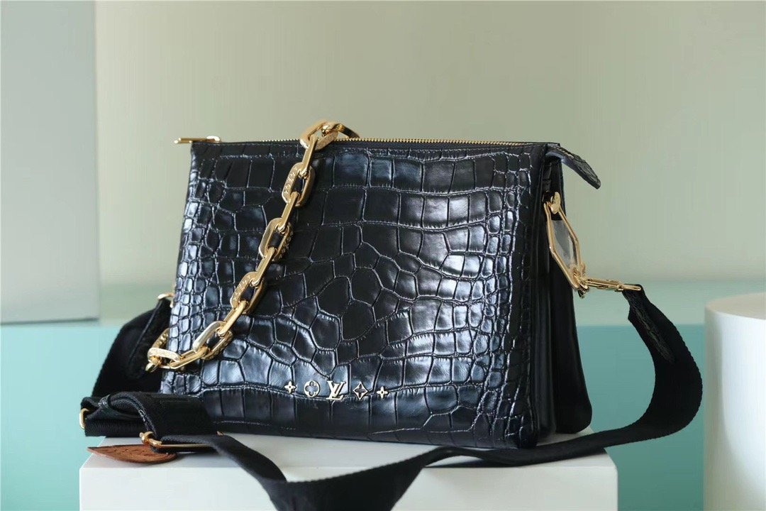 Top Quality Coussin PM High Shiny Alligator Black For Women,  Shoulder And Crossbody Bags 10.2n/26cm Top Quality 