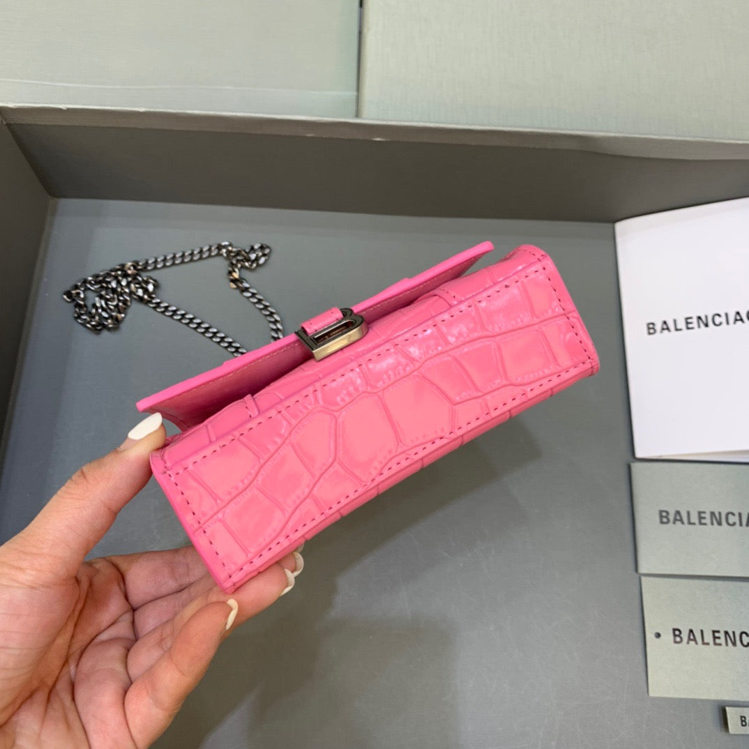 Top Quality Hourglass Mini Handbag With Chain In Pink, For Women,  Bags 4.7in/12cm
