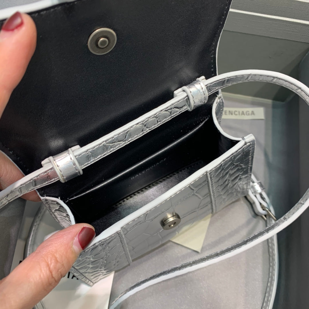 Top Quality Hourglass Mini Handbag In Sliver, For Women,  Bags 4.7in/12cm