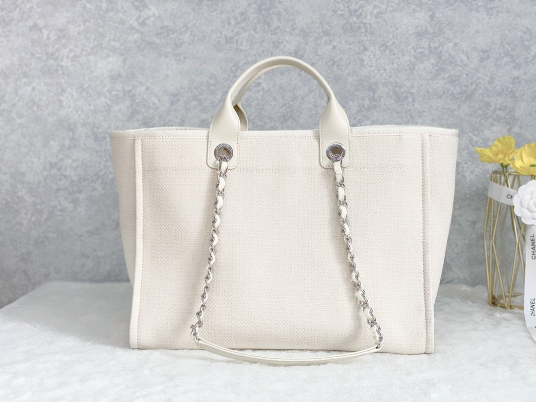 CHLSmall Shopping Bag Silver Hardware Cream For Women, Women’s Handbags, Shoulder Bags 15in/39cm AS3257