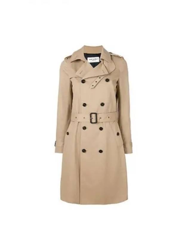 Luxury Saint Laurent Trending 2025 Gabardine Classic Saint Gabardine Trench Coat Beige