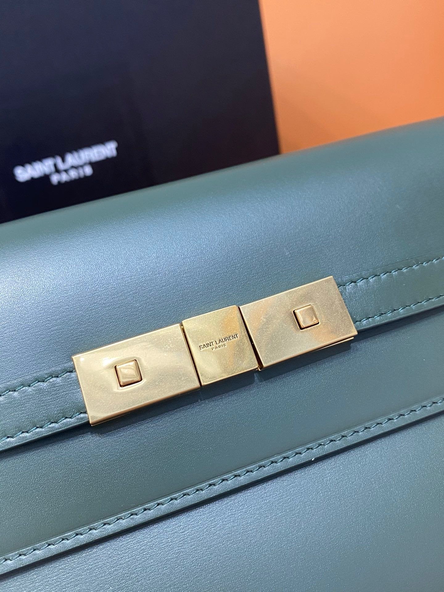 YSSL Manhattan Small Shoulder Bag Dark Green For Women 9in/24cm YSL