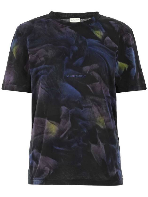 Luxury Saint Laurent Trending 2025 Tie Dye Logo Short Sleeve T-Shirt Black