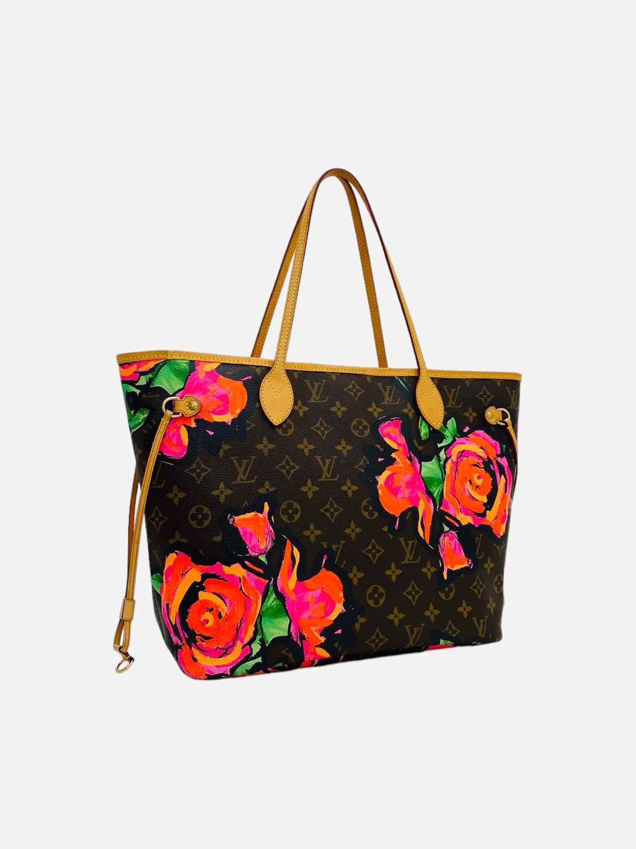 LOUIS VUITTON Roses Neverfull Brown & Pink Tote Bag