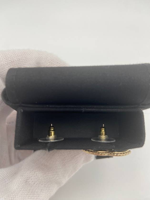 CC Logo Stud Earrings Gold Pink Chanel