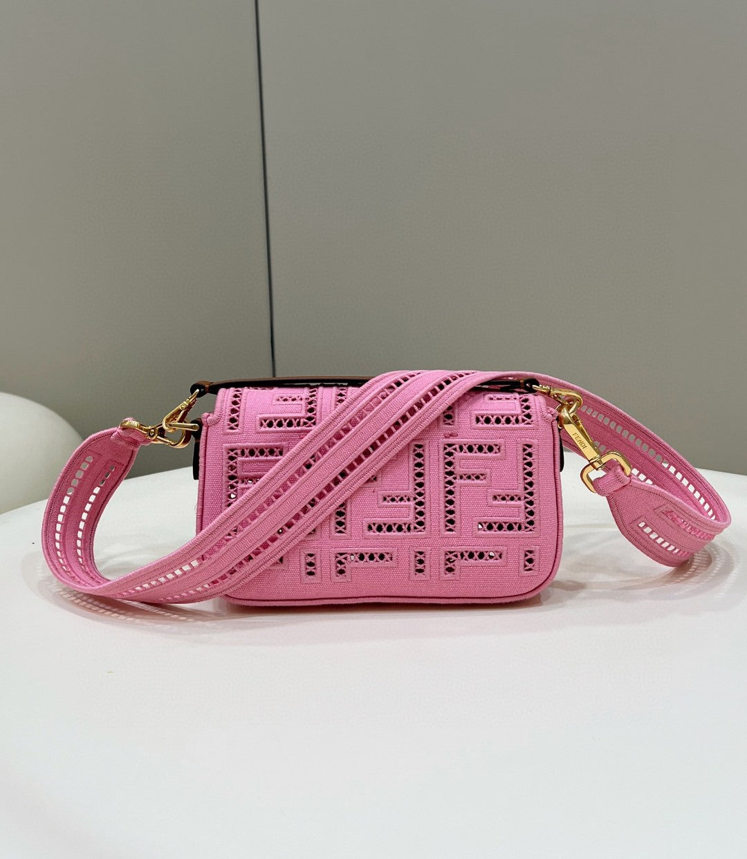 Top QualityTop Quality Baguette Pink with Embroidery Small Bag For Woman 21cm/8in