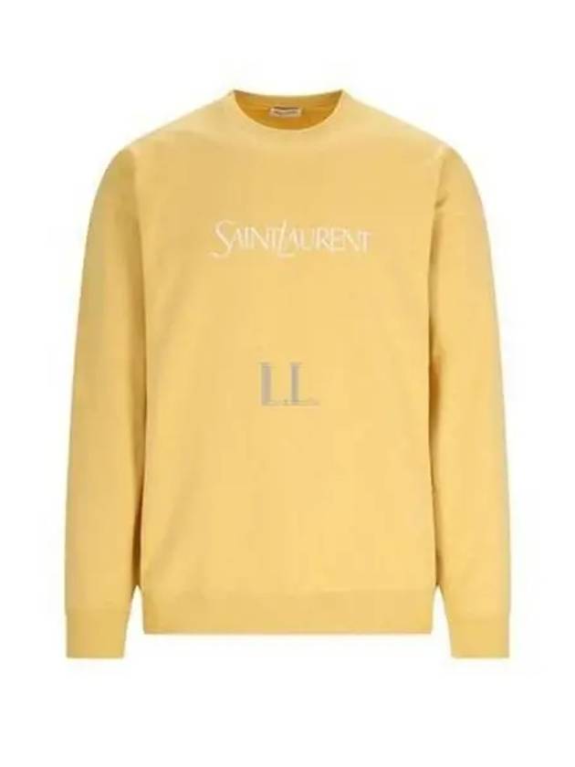 Luxury Saint Laurent Trending 2025 Embroidered Logo Organic Cotton Sweatshirt Yellow