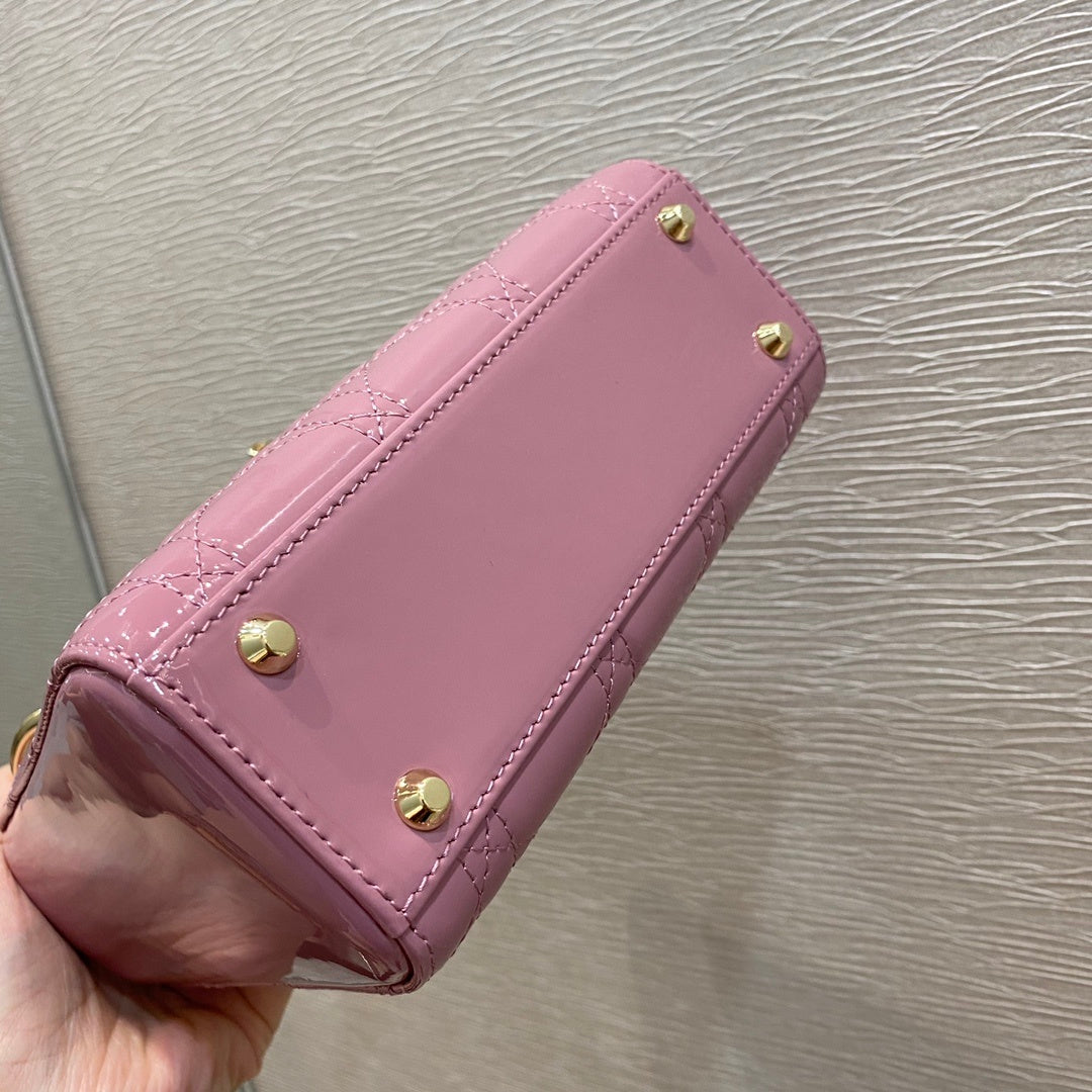 Top Quality Mini Lady Bag with Chain Gold Toned Hardware, Coral Pink, For Women Womens Handbags, 18cm CD