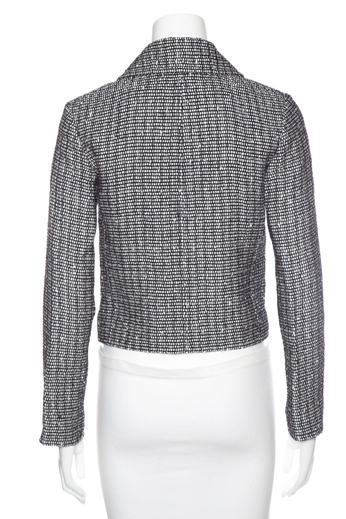 Chanel Black and White Pattern Double-Breasted Jacket SZ 34