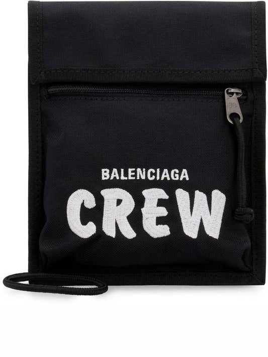 Luxury Balenciaga Trending 2025 Explorer Embroidered Crew Logo Mini Cross Bag Black