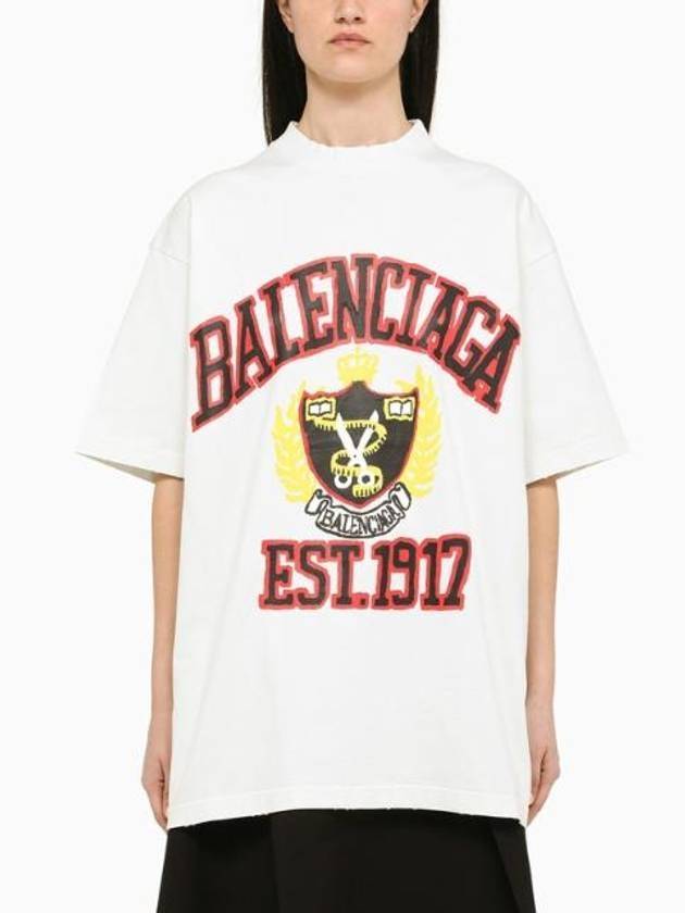 Luxury Balenciaga Trending 2025 DIY College Medium Fit Short Sleeve T-Shirt White