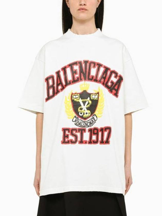 Luxury Balenciaga Trending 2025 DIY College Medium Fit Short Sleeve T-Shirt White