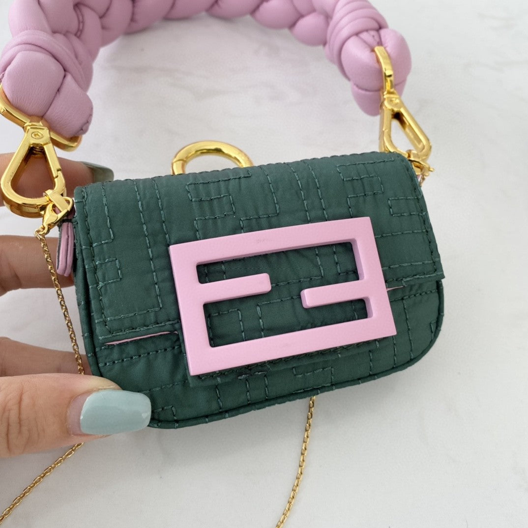 Top QualityTop Quality Nano Baguette Maxi Handle Pink and Green Bag For Woman 6.5cm/2.5in