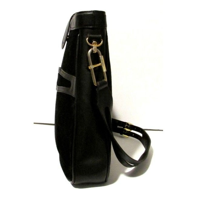 Gucci   Black Suede And Leather Shoulder Bag