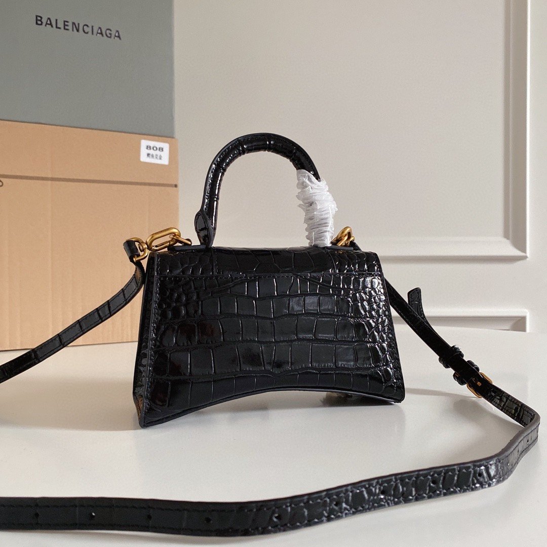 Balenciaga Hourglass XS Handbag In Black, For Women, Womens Bags 7.4in/19cm