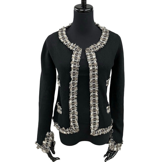 CHANEL ensemble cashmere black COCO Mark Trim Ensemble Twin Knit Women 38