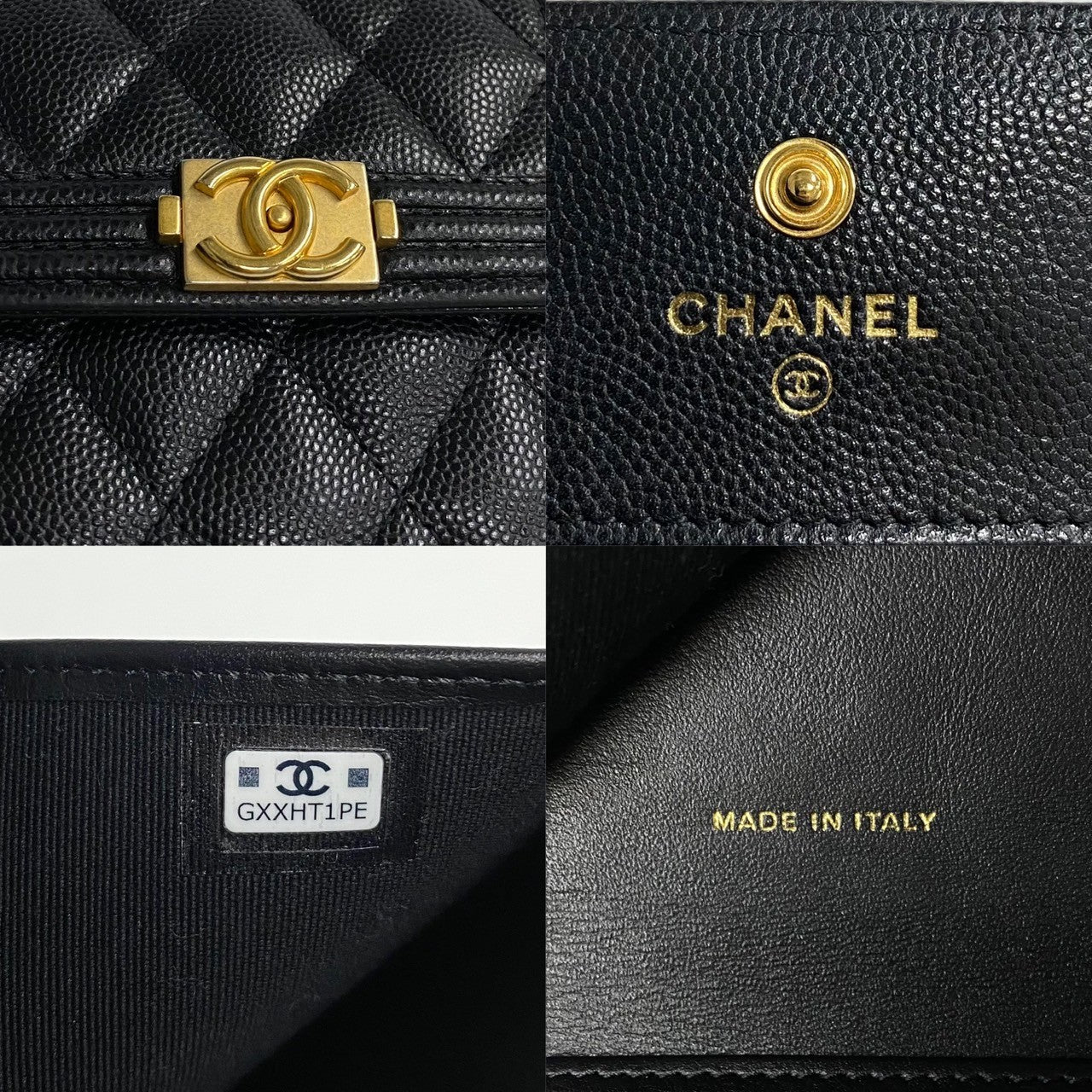 CHANEL Bifold Wallet Matt caviar skin black Matrasse Boy chanel