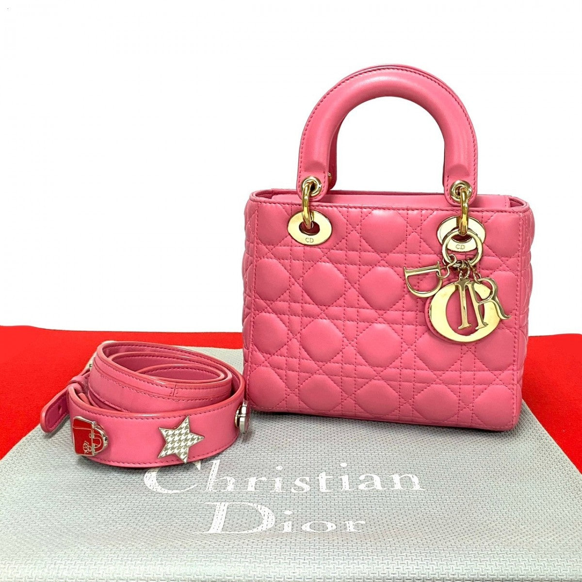 Dior Shoulder Bag lambskin pink My Lady Dior Women