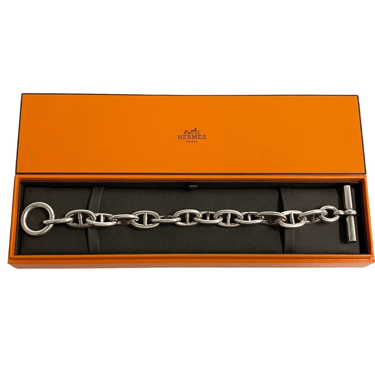 HERMES bracelet Silver925 Silver 13 frames Chene Dunkle TGM mens  d