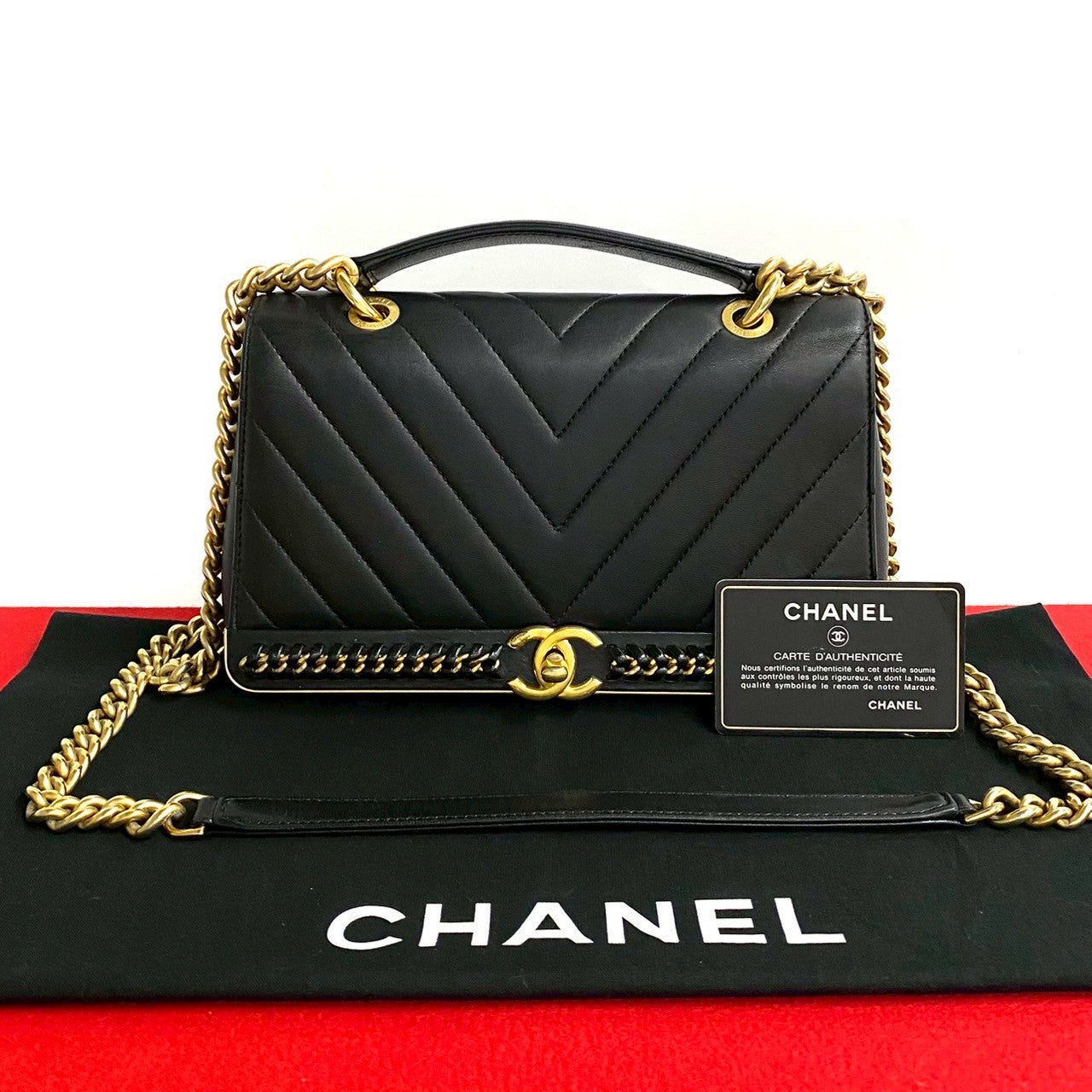 Chanel V Stitch Leather 2way Handbag
