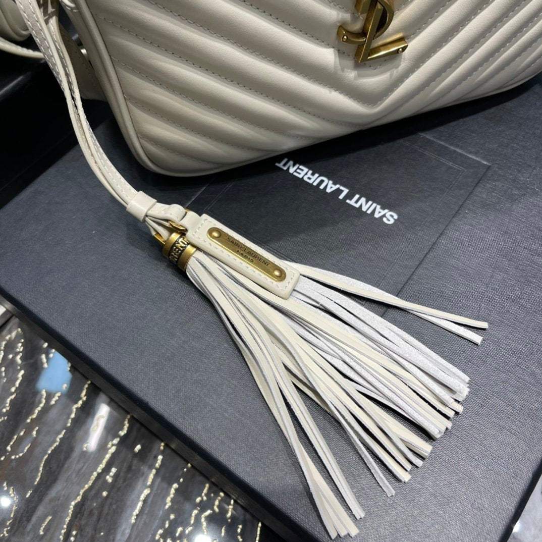 Top Quality Lou Camera Bag White With Gold Toned Hardware For Women 9in/23cm YSL 612544DV7079207