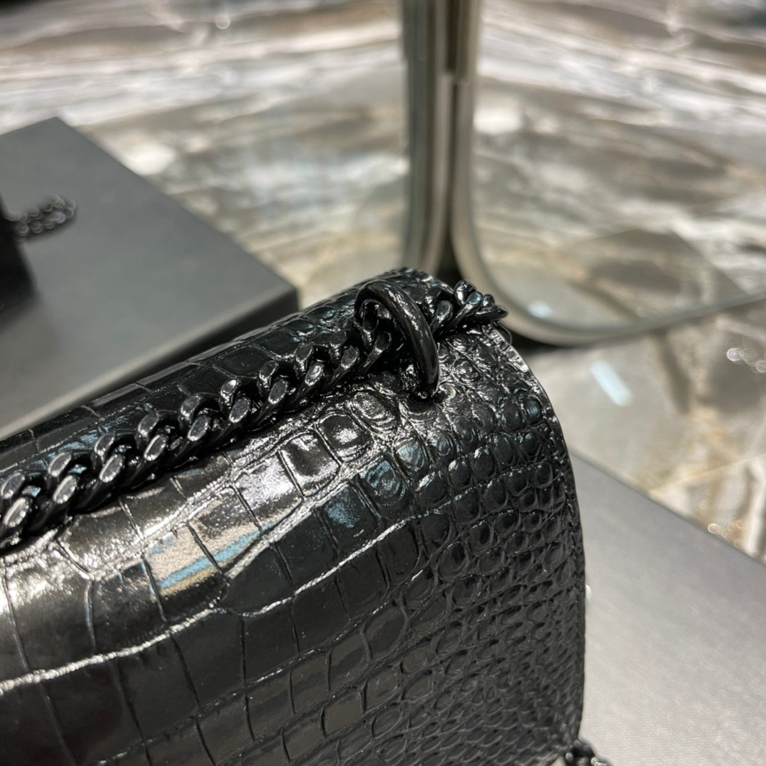 YSSL Sunset Medium Chain Bag Black For Women 8in/22cm YSL 442906DND0U1000