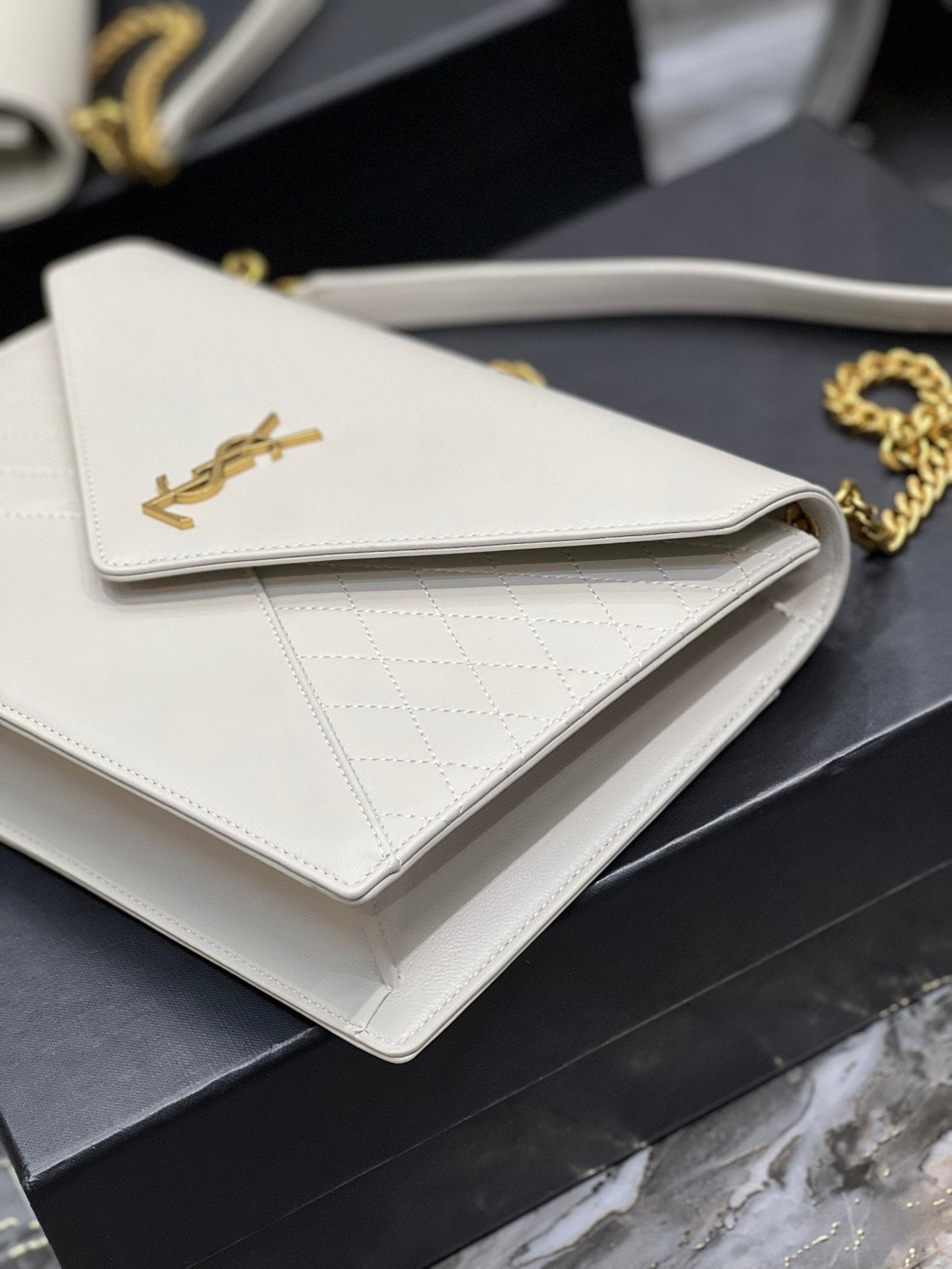 YSSL Gaby Chain Bag White With Gold Hardware For Women 10in/27cm YSL