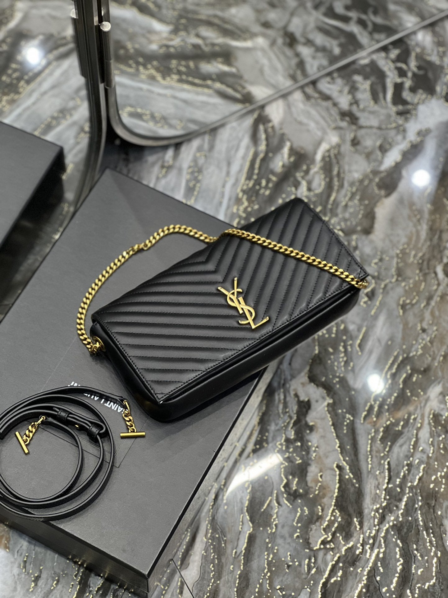 Top Quality Kata 99 Chain Bag Black With Gold Hardware For Women 10.2in/26cm YSL