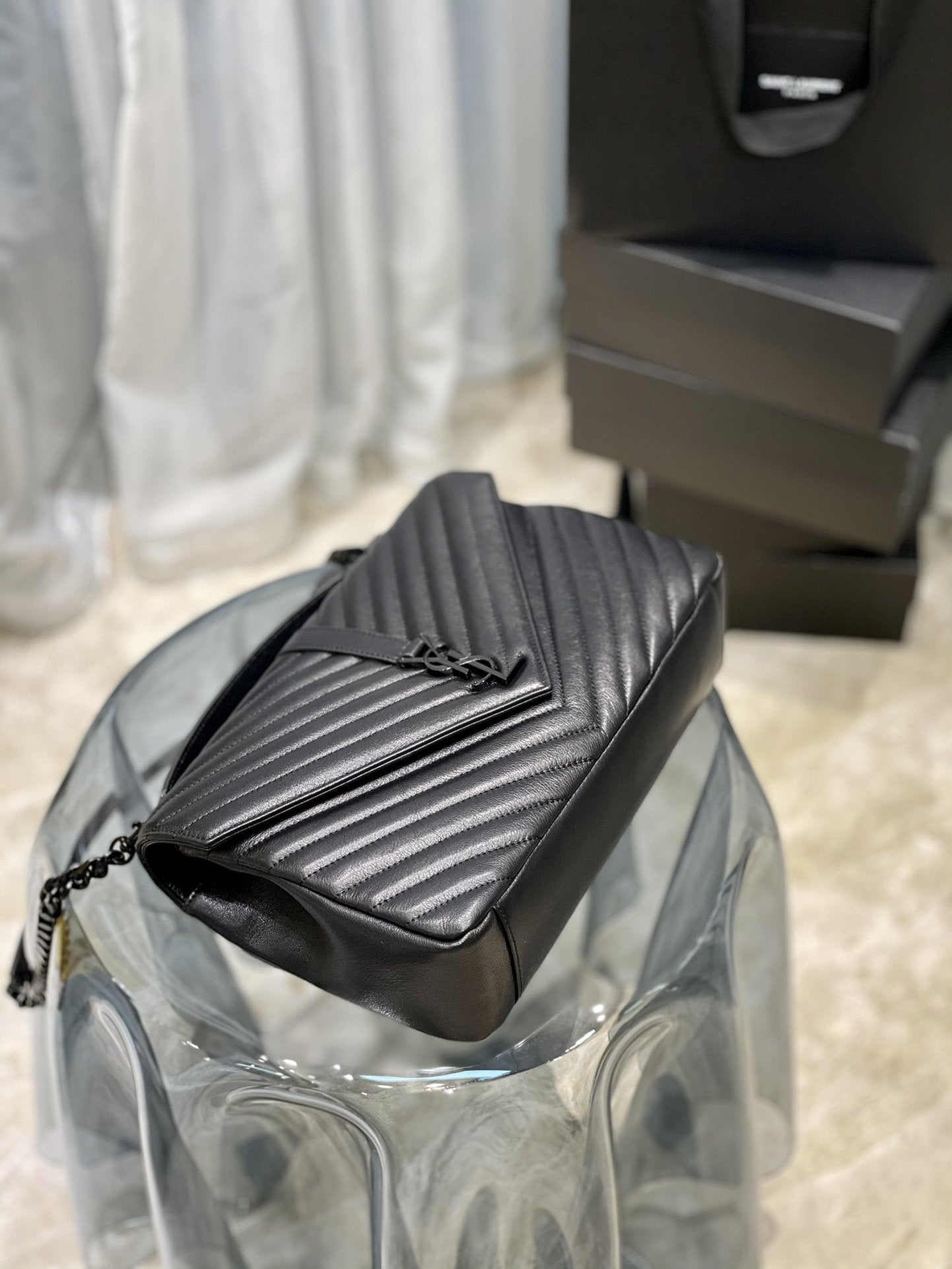Top Quality College Large Chain Bag Black With Metal Toned Hardware For Women 12.6in/32cm YSL 600278BRM081000