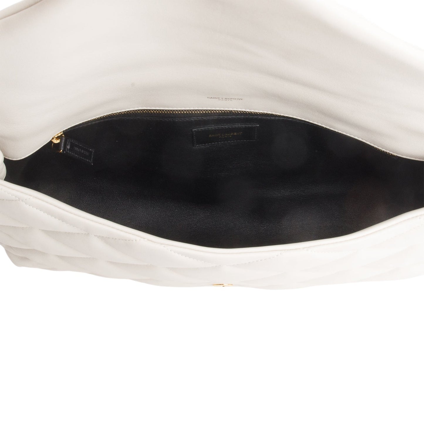Saint Laurent 2021 Cream Lambskin Sade Puffer Envelope Clutch