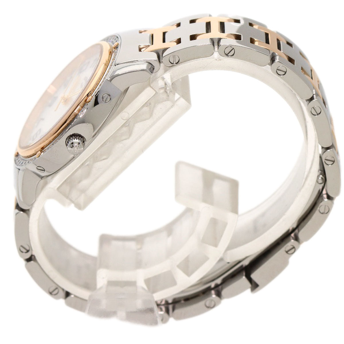 HERMES Watches Quartz CP1.322 Stainless Steel, SSxPGP, Diamond Silver Clipper Classic Nacle Diamond White shell dial Women  d