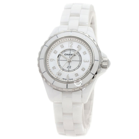 CHANEL Watches Quartz H2570 ceramic Silver J12 1.1" Shell 8P Diamond White shell dial