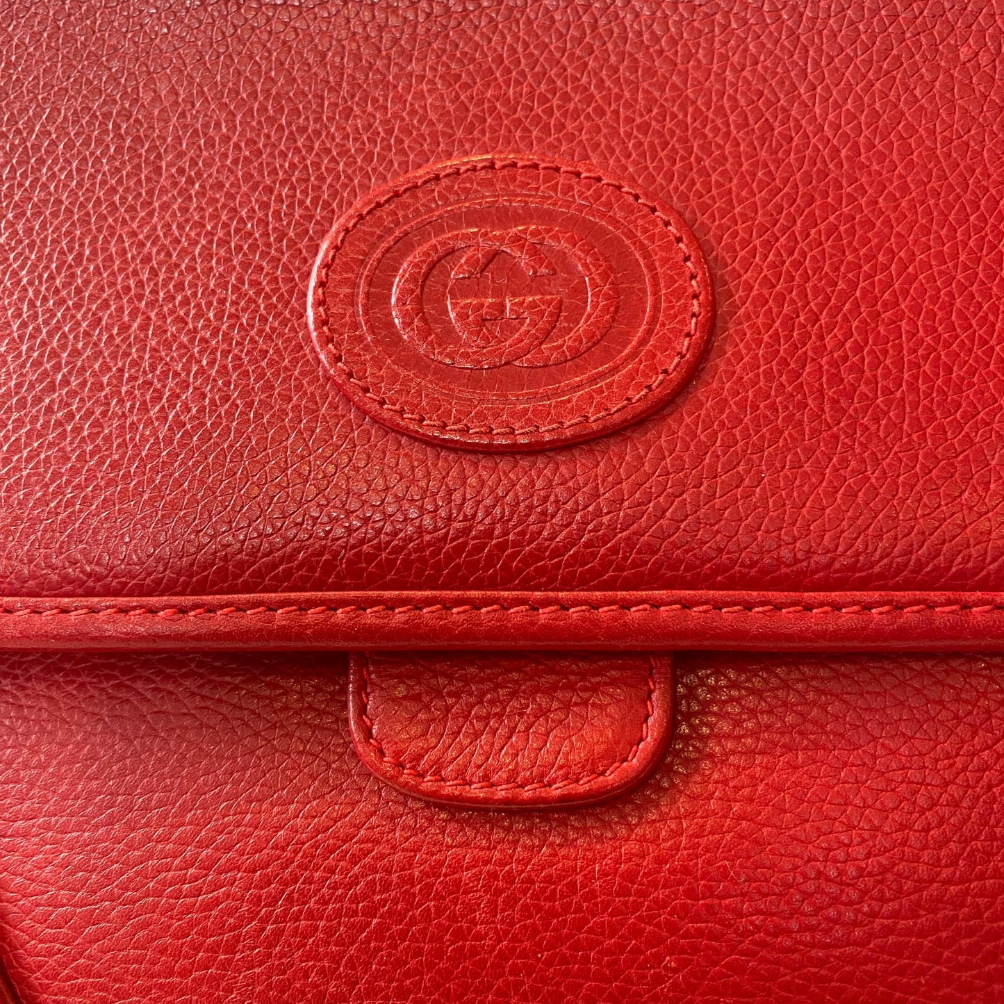 GUCCI   Red Leather Flap Shoulder Bag