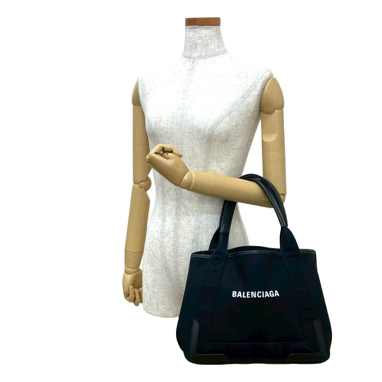 BALENCIAGA Tote Bag canvas black Navy kabas S