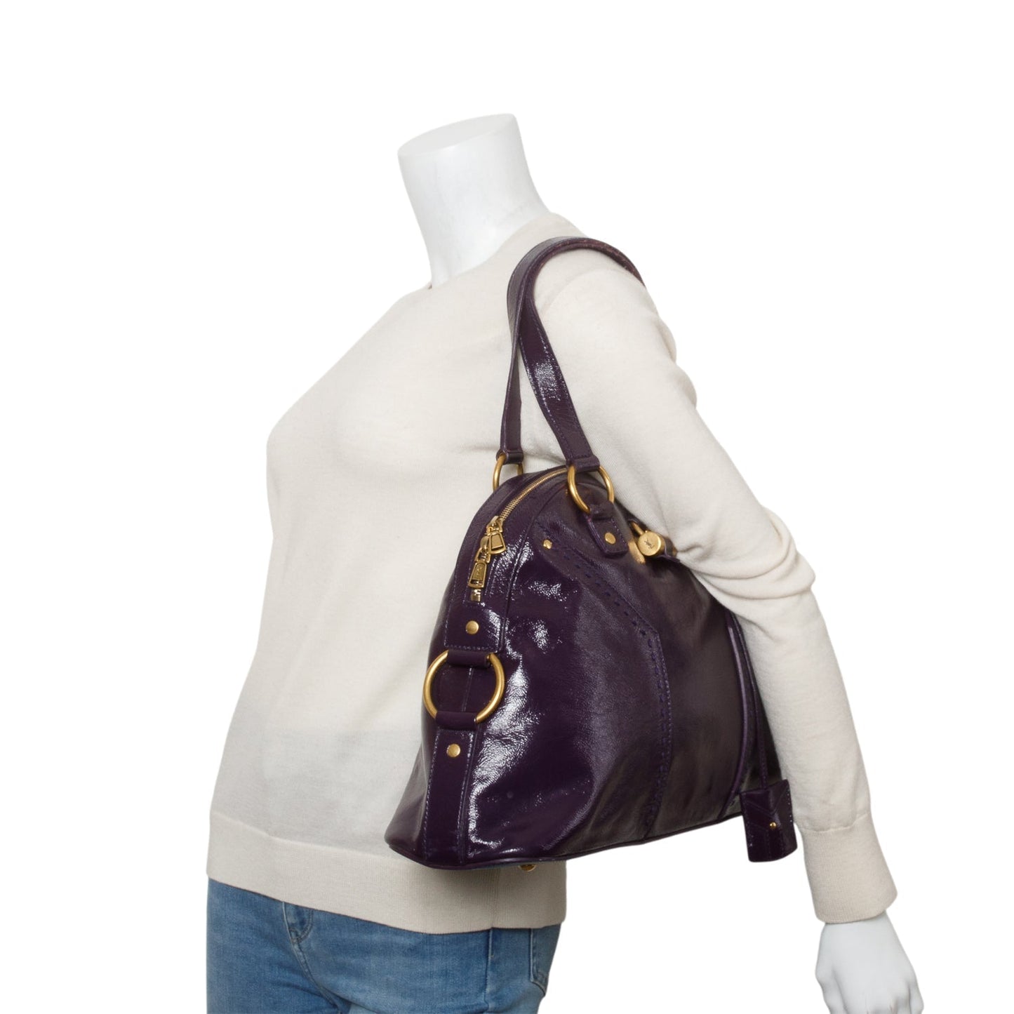 Saint Laurent Purple Patent Leather M  Bag