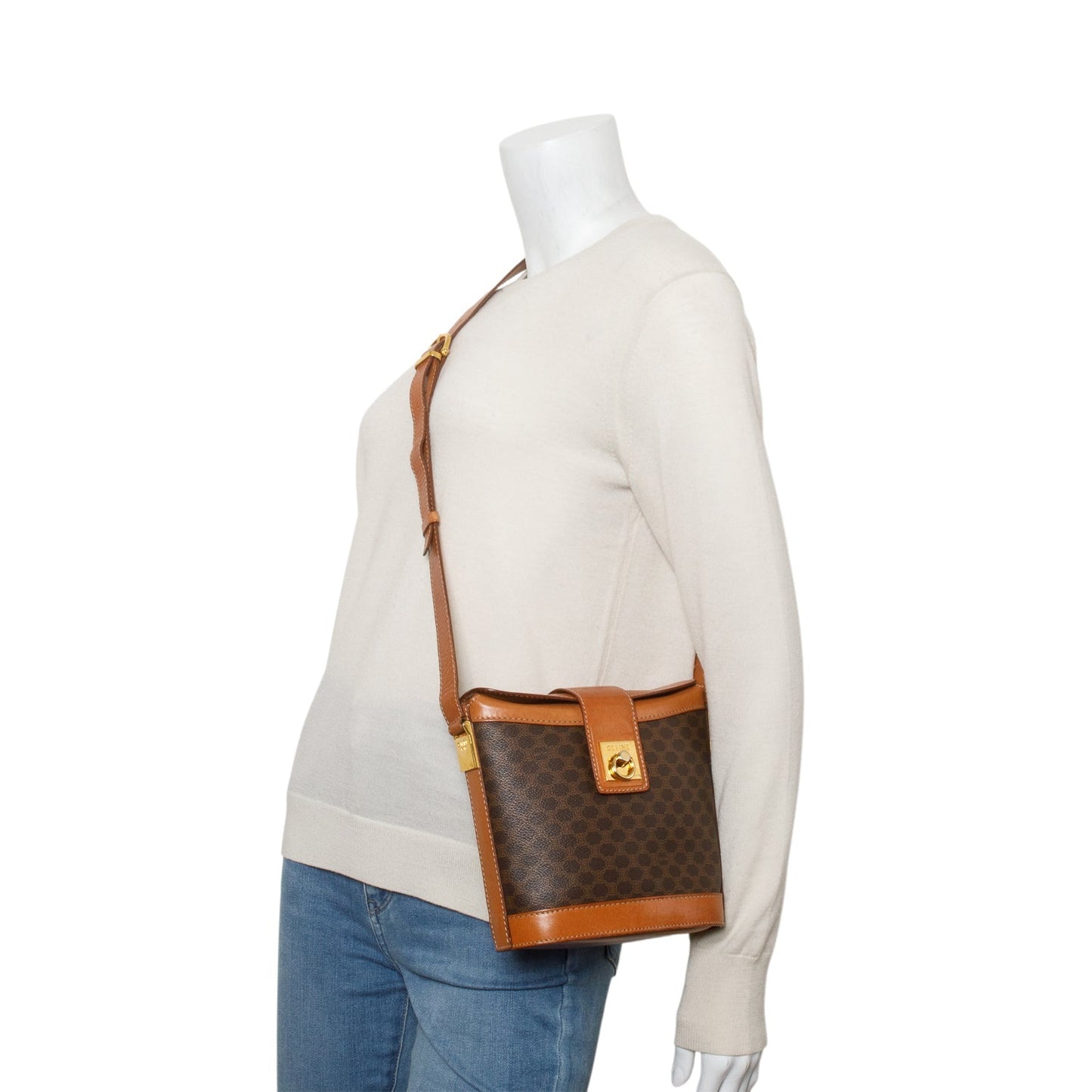Celine   Brown Triomphe Macadam Crossbody Bag