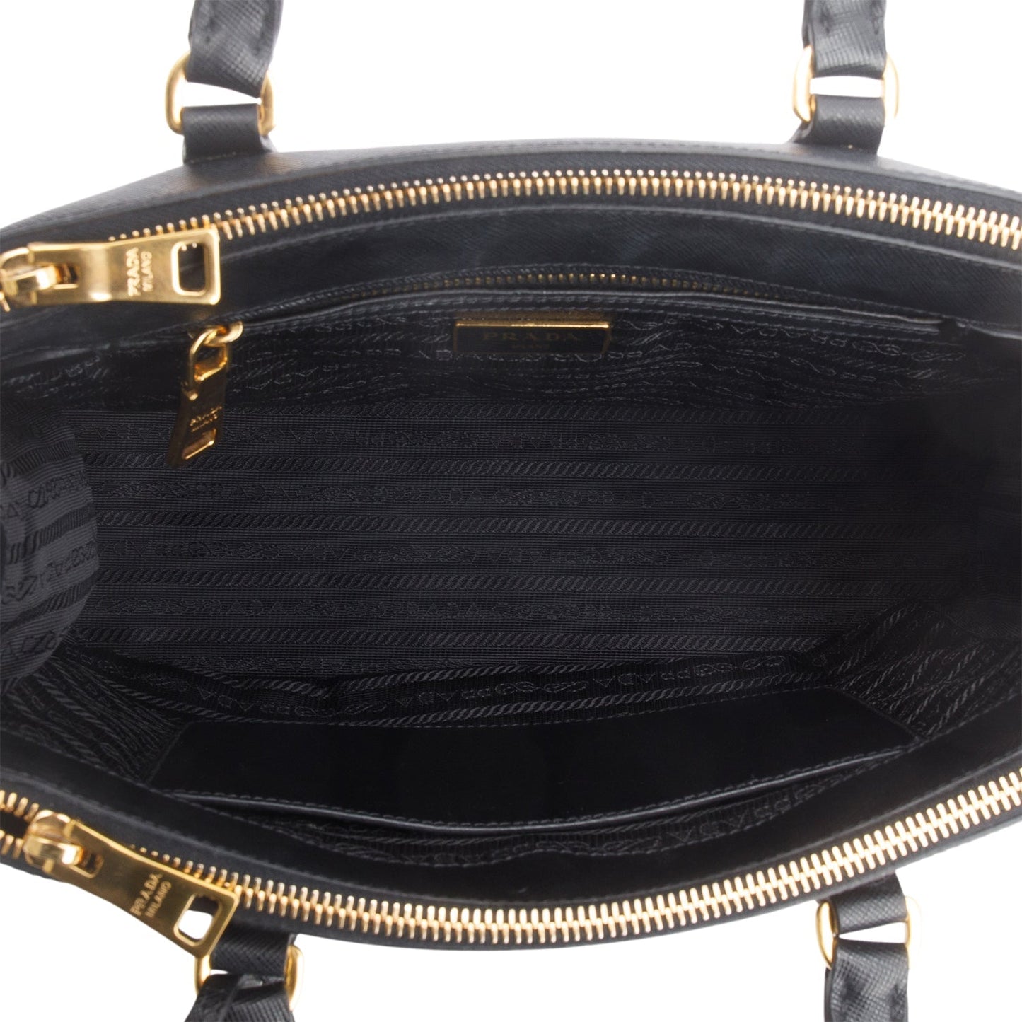 Prada Black Saffiano Leather Small Double Zip Galleria Tote