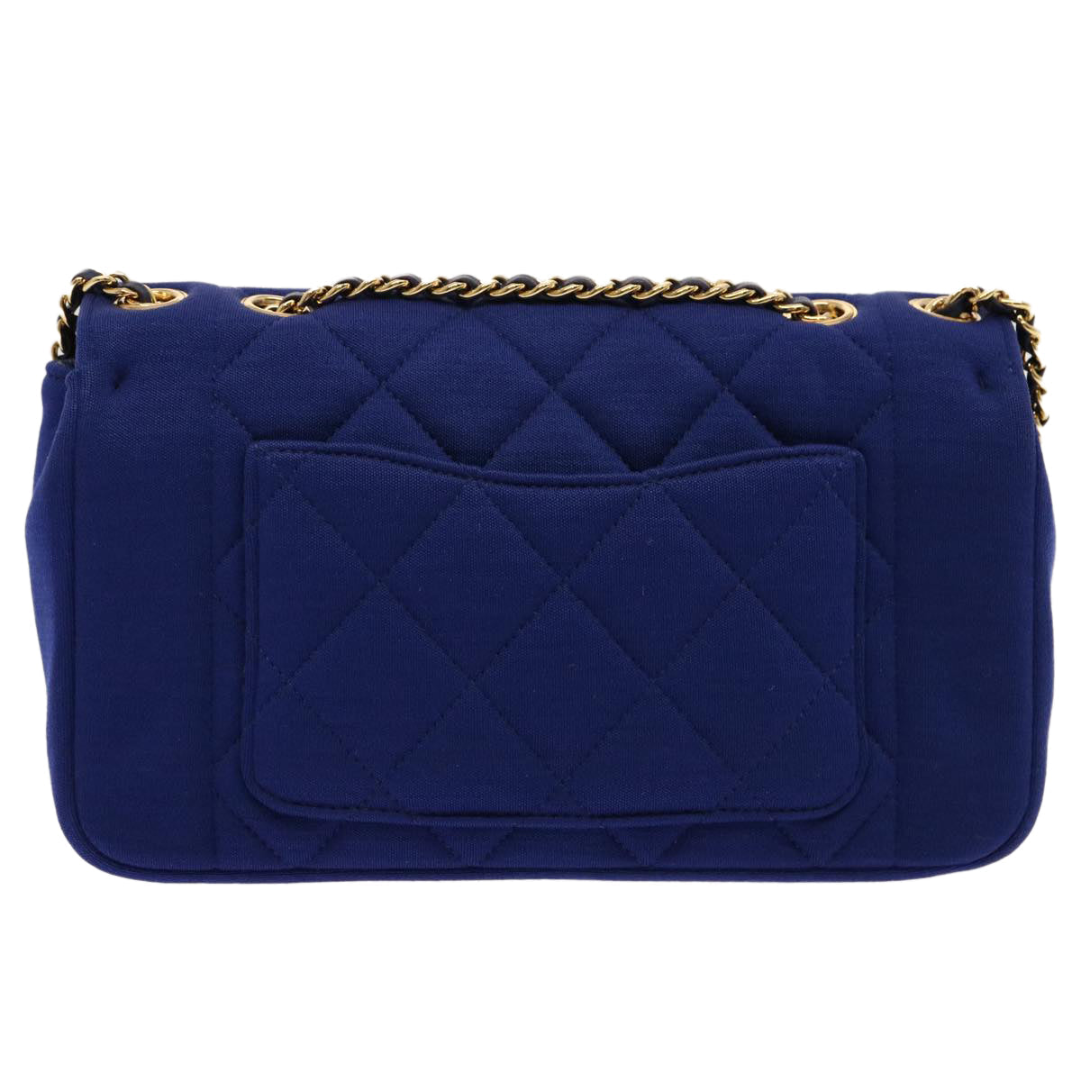 CHANEL Diana Matelasse Chain Shoulder Bag Canvas Blue CC Auth 70391A