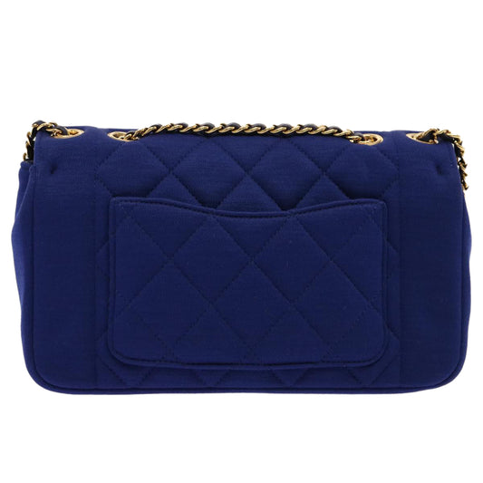 CHANEL Diana Matelasse Chain Shoulder Bag Canvas Blue CC Auth 70391A