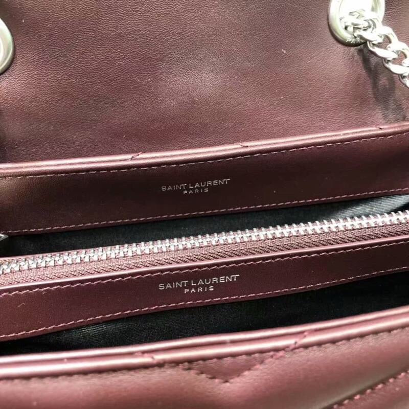 Top Quality Loulou Small Chain Bag In Matelassé "Y" Burgundy For Women 9.8in/23cm YSL 
