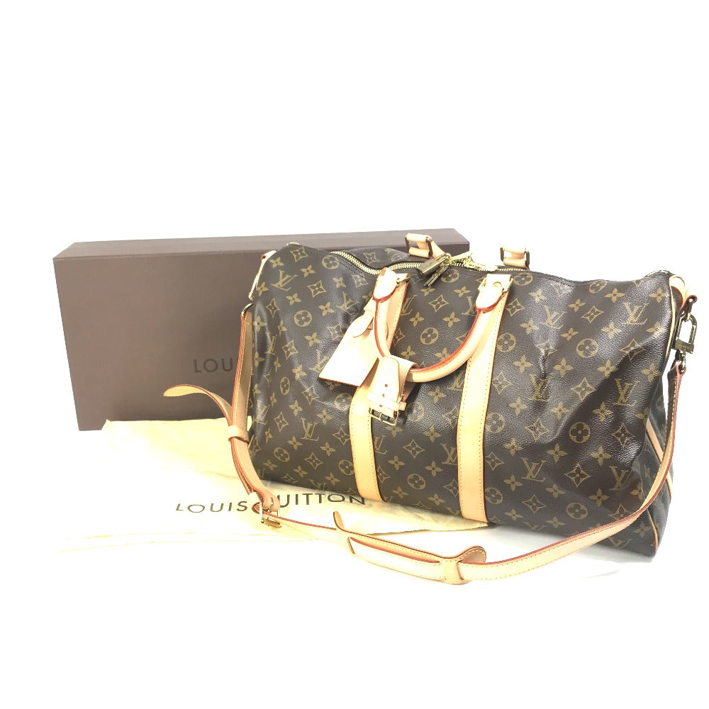 LOUIS VUITTON Boston Duffel bag ?41418 Monogram canvas Brown Travel Bag Shoulder Bag Handbag Keepall bandouliere45